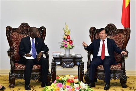 Deputi PM Vietnam, Trinh Dinh Dung menerima  Direktor Nasional Bank Dunia di Vietnam, Ousmane Dione - ảnh 1