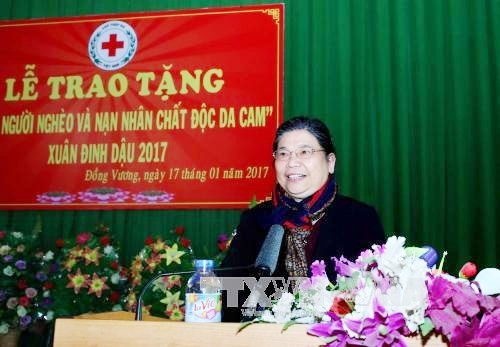 Wakil Harian Ketua MN Vietnam, Tong Thi Phong mengunjungi dan  memberikan bingkisan kepada kaum miskin di provinsi Bac Giang - ảnh 1