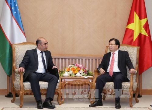 Deputi PM Vietnam, Trinh Dinh Dung menerima Deputi PM Uzbekistan, Mirzaev Zoiyr - ảnh 1
