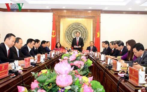 Presiden Vietnam, Tran Dai Quang mengadakan temu kerja dengan pimpinan provinsi Thanh Hoa - ảnh 1