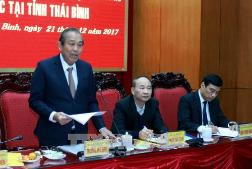 Deputi Harian PM Vietnam, Truong Hoa Binh mengadakan temu kerja  di provinsi Thai Binh - ảnh 1