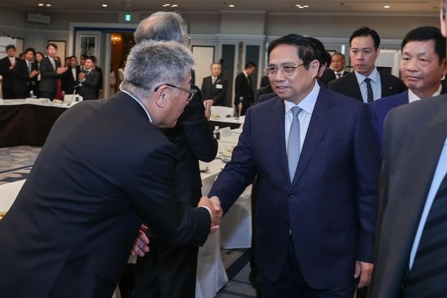 PM Pham Minh Chinh meets Japanese top semiconductor businesses  - ảnh 1