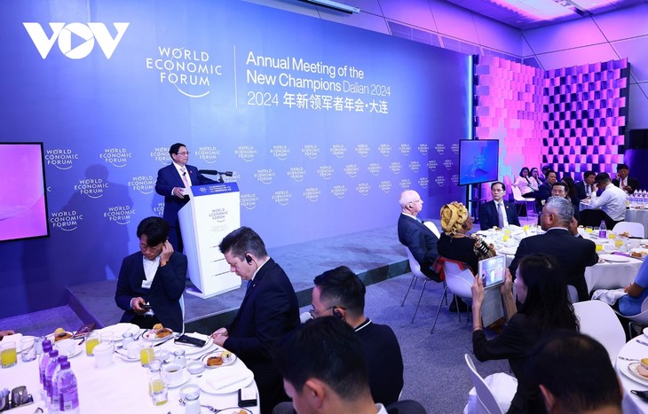 PM chairs discussion with WEF founder, major WEF enterprises  - ảnh 1