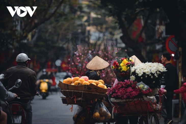 Hoa đào tươi thắm mang xuân về phố phường Hà Nội bất chấp Covid-19 - ảnh 4