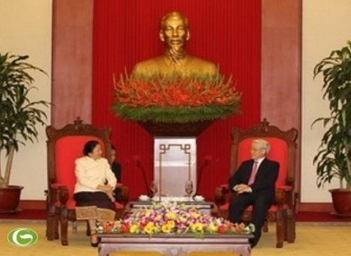 阮富仲、张晋创、阮晋勇先后会见老挝国会主席巴妮 - ảnh 1