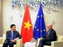 越南外长范平明访问欧盟，正式签署越欧伙伴关系与合作协定 - ảnh 1