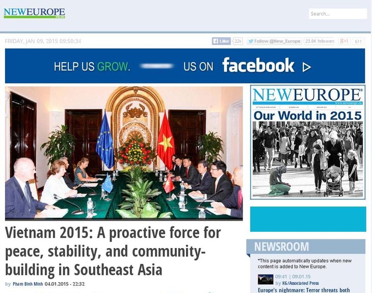 比利时新欧洲（New Europe） 网站：“越南2015——东南亚地区和平、稳定和建设共同体的积极伙伴” - ảnh 1
