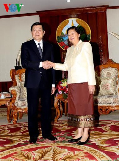 张晋创会见老挝总理通辛和国会主席巴妮 - ảnh 2