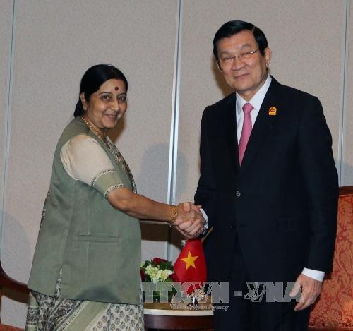 越南国家主席张晋创会见印度外长斯瓦拉吉 - ảnh 1