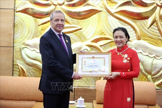 越南授予阿尔及利亚驻越大使友谊纪念章 - ảnh 1