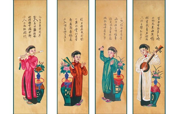 越南美术博物馆展出收藏的四条屏民间画 - ảnh 1