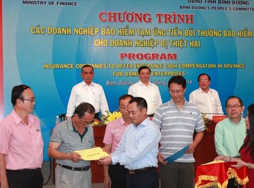 Memberikan uang muka sebanyak VND 100 miliar ganti rugi asuransi kepada badan-badan usaha di provinsi Binh Duong - ảnh 1