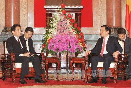 Presiden Truong Tan Sang menerima Menlu Jepang - ảnh 1