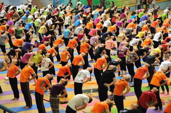Penyambutan Hari Yoga Internasional (21 Juni) di kota Hanoi - ảnh 10