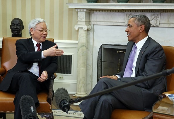 Sekjen KS PKV Nguyen Phu Trong melakukan pembicaraan dengan Presiden Barack Obama - ảnh 1