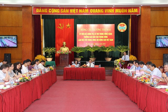 Kepala Departemen Penggerakan Massa Rakyat KS PKV, Truong Thi Mai melakukan temu kerja dengan Asosiasi Tani Vietnam - ảnh 1