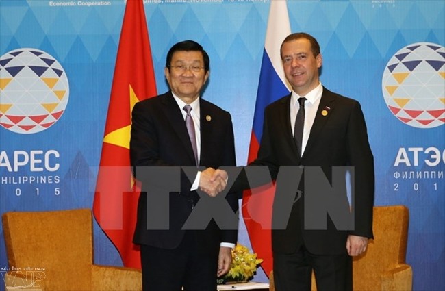 Staatspräsident Truong Tan Sang trifft Russlands Premierminister Dimitri Medwedew - ảnh 1