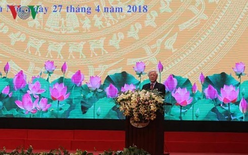 KPV-Generalsekretär Nguyen Phu Trong nimmt am 60. Jahrestag der Baubranche teil - ảnh 1