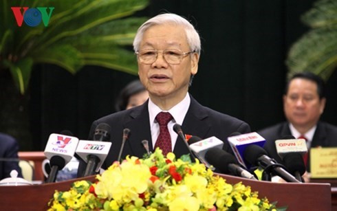 KPV-Generalsekretär Nguyen Phu Trong nimmt an Parteikonferenz von Ho Chi Minh Stadt teil - ảnh 1