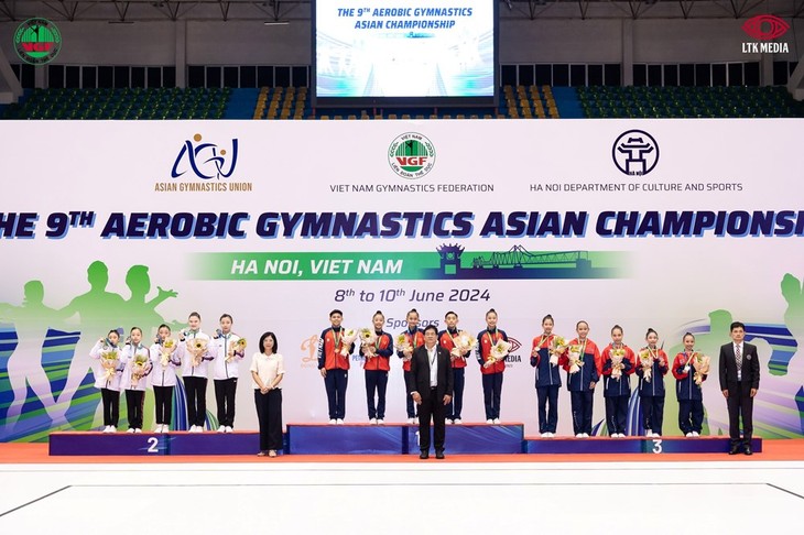 Vietnamesische Mannschaft führt die Aerobic-Asienmeisterschaft an - ảnh 1