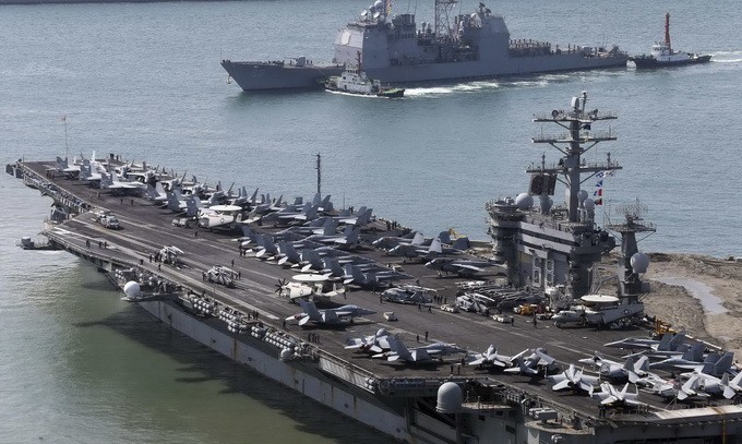 Kapal induk AS datang di Republik Korea untuk melakukan latihan perang bersama - ảnh 1