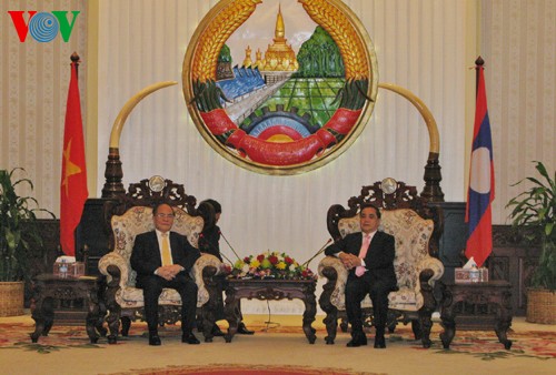 Ketua MN Vietnam, Nguyen Sinh Hung melakukan pertemuan PM Laos, Thongsing Thammavong - ảnh 1