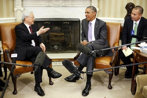 Pembicaraan sejarah antara Sekjen KS PKV, Nguyen Phu Trong dan Presiden AS, Barack Obama - ảnh 1