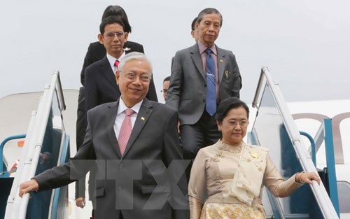 Presiden Republik Federasi Myanmar dan Istri memulai kenegaraan di Vietnam - ảnh 1
