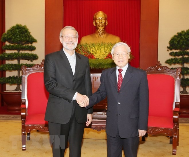 Sekjen KS PKV, Nguyen Phu Trong menerima Ketua Parlemen Iran, Ali Ardeshir  Larijani - ảnh 1