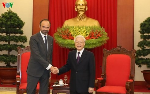 Sekjen KS PKV, Presiden Viet Nam, Nguyen Phu Trong menerima PM Perancis, Edouard Philippe - ảnh 1
