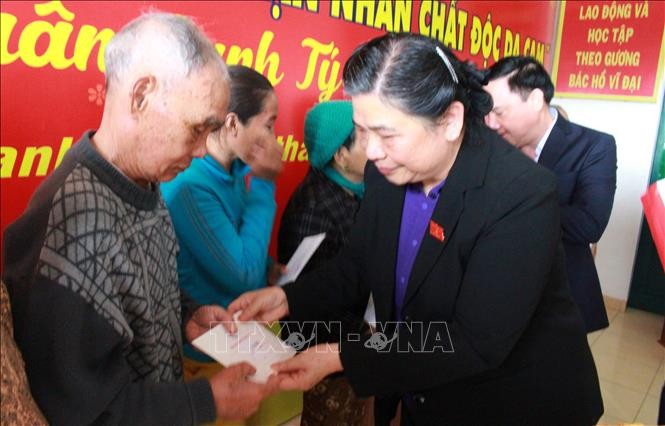 Wakil Harian Ketua MN Vietnam, Tong Thi Phong berkunjung dan memberikan bingkisan kepada keluarga yang mendapat kebijakan prioritas - ảnh 1
