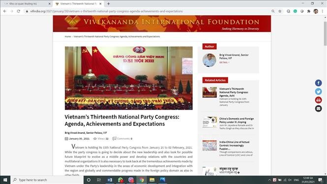 Pakar India Tegaskan Vietnam Punya Peran Penting di Forum-Forum Global - ảnh 1