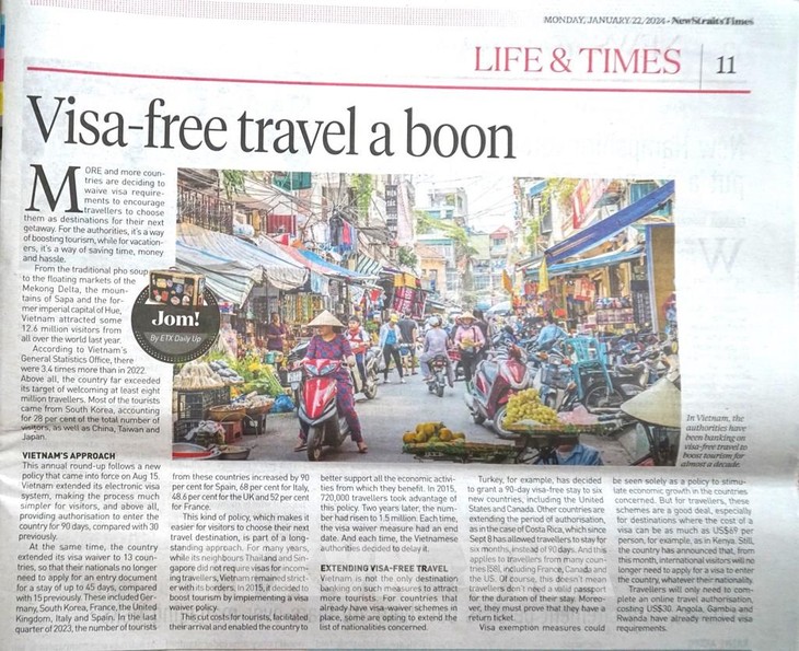 Media Malaysia Menonjolkan Daya Tarik dari Kebijakan Bebas Visa Wisata dari Vietnam - ảnh 1