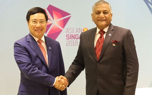 Вице-премьер, министр иностранных дел Вьетнама встретился с госминистром иностранных дел Индии - ảnh 1