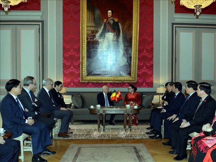 Нгуен Тхи Ким Нган встретилась с председателем Сената Бельгии Жаком Бротчи - ảnh 1