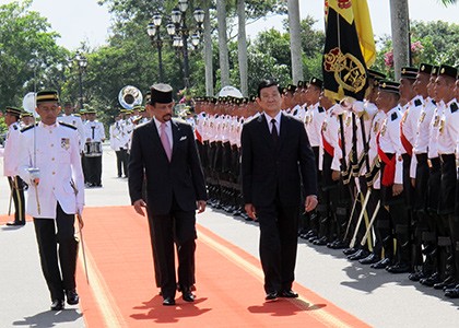 Chủ tịch nước Trương Tấn Sang hội đàm với Quốc vương Brunei Hassanal Bolkiah - ảnh 1