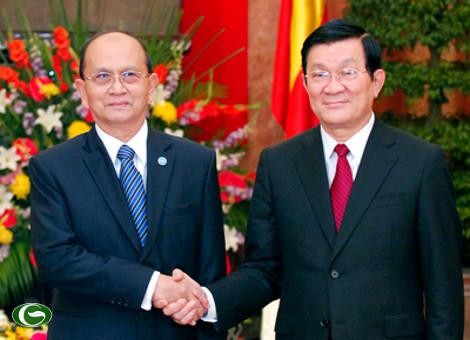 Chủ tịch nước Trương Tấn Sang hội kiến Tổng thống Myanmar Thien Sein - ảnh 1