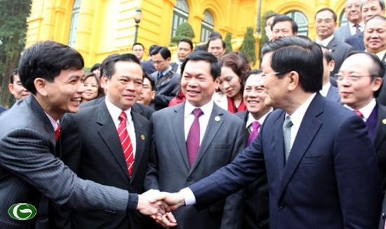 Chủ tịch nước Trương Tấn Sang gặp doanh nghiệp đạt thương hiệu quốc gia 2012 - ảnh 1