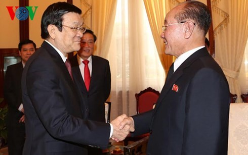 Chủ tịch nước Trương Tấn Sang tiếp Viện trưởng Viện Kiểm sát Tối cao Triều Tiên Jang Byong Gyu - ảnh 1