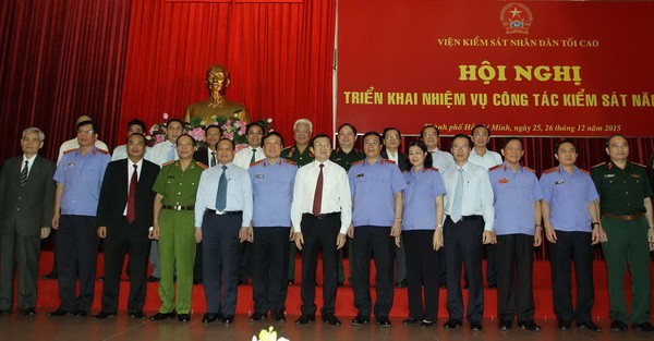 Presiden Vietnam, Truong Tan sang menghadiri Konferensi penggelaran tugas pekerjaan kejaksaan tahun 2016 - ảnh 1