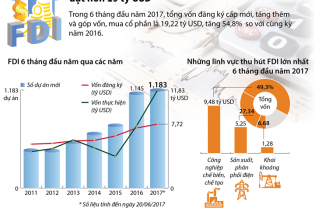 Vietnam dalam 6 bulan awal tahun menyerap kira-kira 20 miliar dolar AS modal FDI - ảnh 1