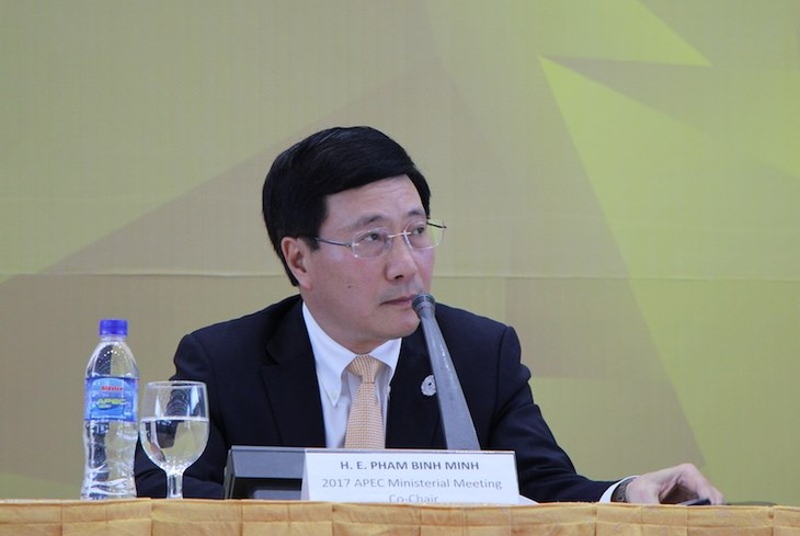  Deputi PM, Menlu Pham Binh Minh mengumumkan hasil Pekan Tingkat Tinggi APEC 2017 - ảnh 1