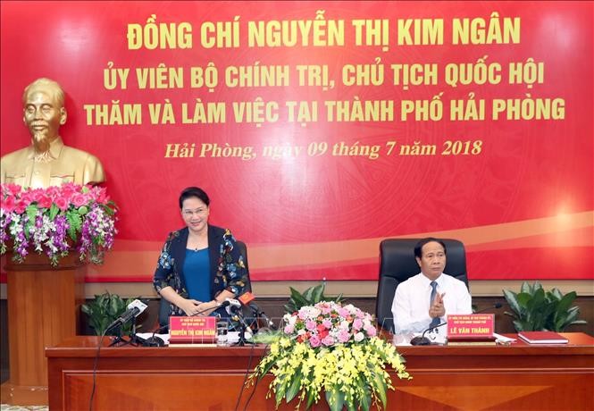 Ketua MN Nguyen Thi Kim Ngan melakukan temu kerja di Kota Hai Phong - ảnh 1