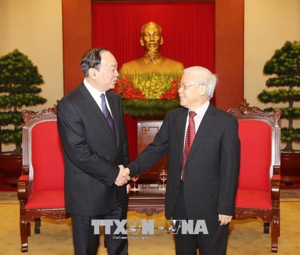 Sekjen KS PKV, Nguyen Phu Trong menerima delegasi Partai Komunis Tiongkok dan delegasi tingkat tinggi Kuba - ảnh 1