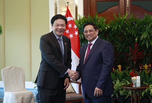 PM receives Singapore's Deputy PM, leaders of companies  - ảnh 1