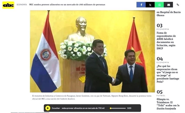Paraguayan daily spotlights prospect of trade cooperation with Vietnam - ảnh 1