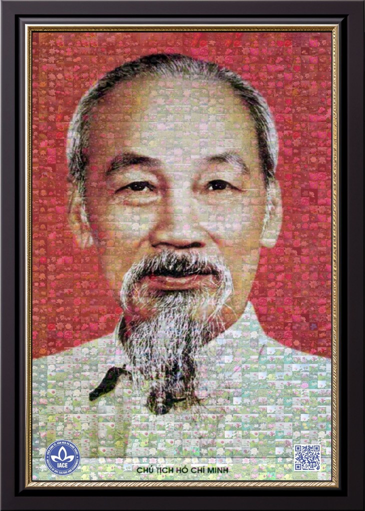 Portrait of President Ho Chi Minh created from 2,000 lotus photos - ảnh 1