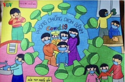 Ученики в провинции Кантхо нарисовали рисунки на тему борьбы с короновирусом - ảnh 3