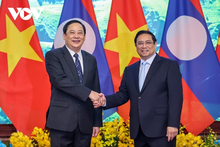 Toàn cảnh: Thủ tướng Phạm Minh Chính chủ trì lễ đón chính thức Thủ tướng Lào - ảnh 6