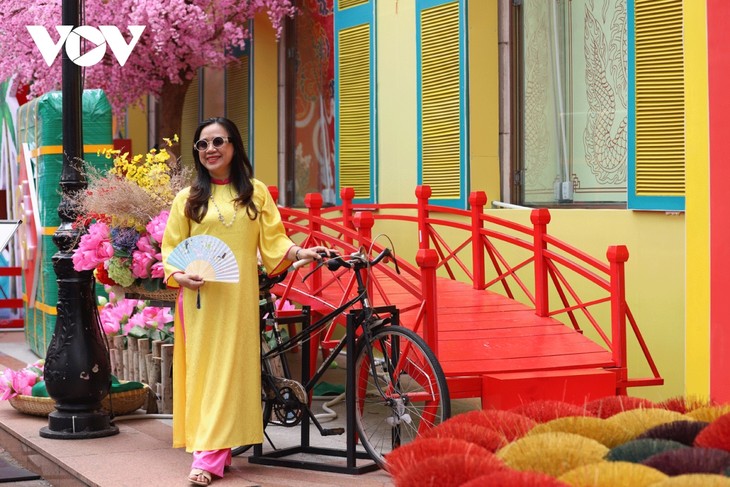 Người dân TP. Hồ Chí Minh diện áo dài, nô nức xuống phố chụp ảnh Tết - ảnh 11